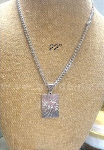 22", Thick, Rhodium (Silver), Cuban Link Necklace W/Diamond Cut Star of David Pendant