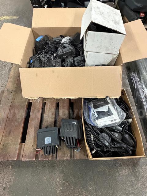 GPS Lockbox Push To Talk Speaker Kits, 2 Way Radio Microphones and (5) Icom Radios