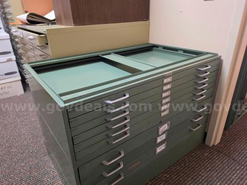 Steel constructed flat file cabinets