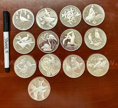 13 Count Sterling Silver Commemorative Roberts Birds