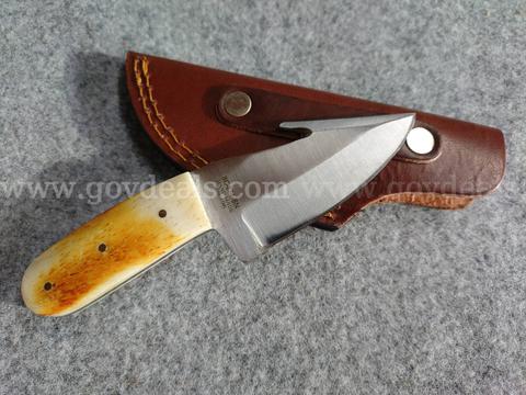 Bone Handle Skinner w/Gut Hook and Sheath