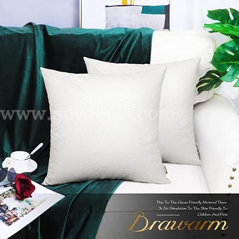 LOT OF 2 BOXES OF 20 (TOTAL OF 40 PCS) Faux Leather Decorative Throw Pillow Covers Modern Outdoor Color White NIB