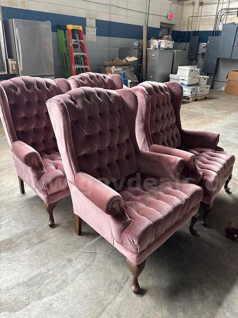 Vintage Plush Pink Chairs Lot of Four