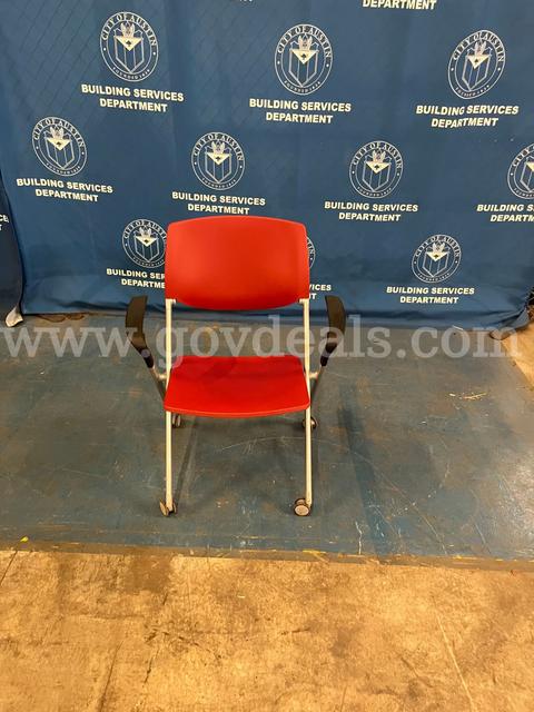 ROLLING FOLDABLE RED OFFICE CHAIRS (15 EACH)