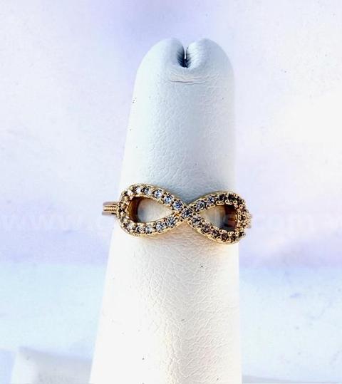 Gorgeous, 24k Gold Clad, Size 4, Ladies CZ Infinity Ring