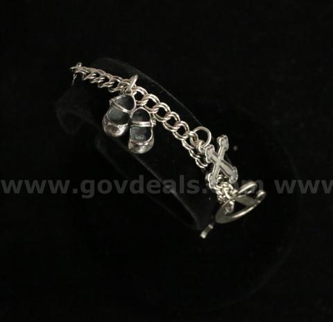 Sterling James Avery Light Double Curb Charm Bracelet With 4 Charms, 15.2 Grams