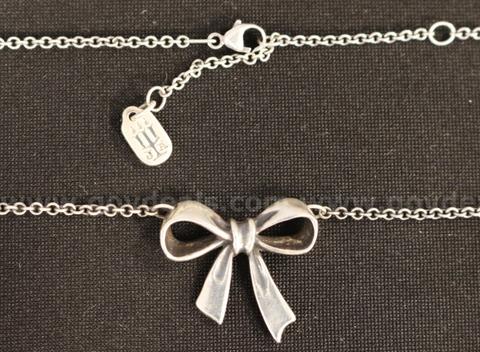 Retired James Avery Sterling Silver Rolo Necklace With Bow Pendant, 8.6 Grams