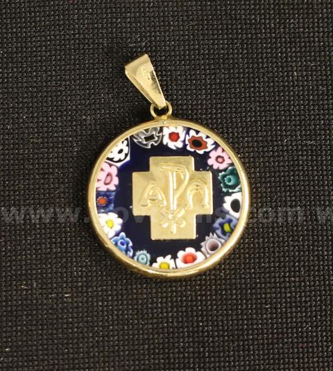 18K Yellow Gold Millefiori Glass Pendant, 2.0 Grams