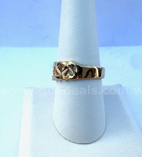 Beautiful, Ladies, 24k Gold, Size 9, Diamond Cut Heart Cut Out Ring