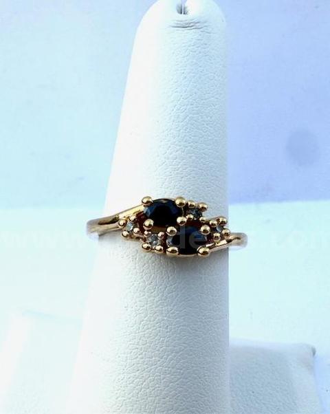 Ladies, 24k Gold, Size 6, CZ Sapphire Birthstone Ring