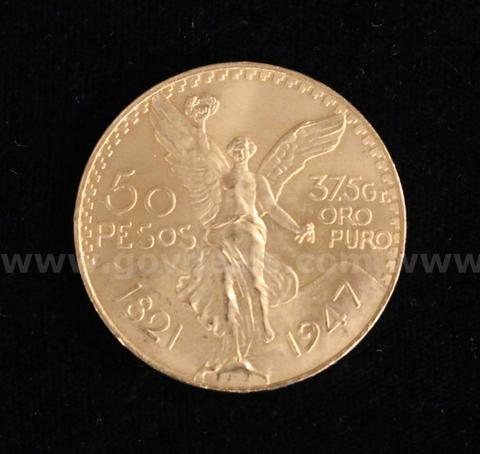 1947 Gold Mexico 50 Peso Coin, 41.6 Grams