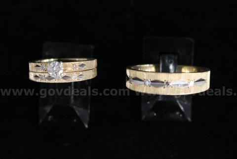 Vintage 14k Yellow Gold Couples Wedding Set with Diamonds, 9.1 Grams