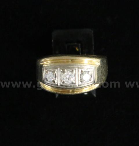 14k Yellow Gold Diamond Trinity Ring, 8.8 Grams