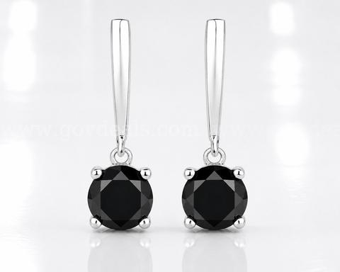 Sterling Silver Extremely Large 3.04ct Genuine Black High Quality Brilliant Cut Diamond Earrings Tag $852