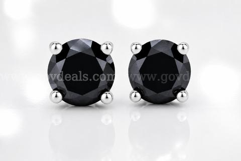 Sterling Silver Extremely Large 2.97ct Genuine Black High Quality Brilliant Cut Diamond Earrings Tag $800