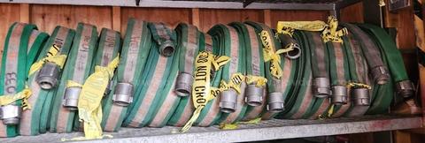 Lot of 16 sections of fire hose
