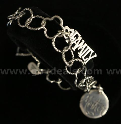 Retired James Avery Sterling Silver Quatrefoil Bracelet w/ 2 Charms, 16.7 Grams