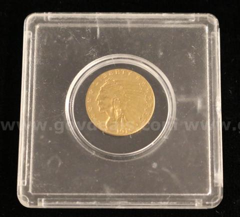 1915 U.S. Indian Head $2 1/2 Quarter Eagle Gold Coin, 4.2 Grams