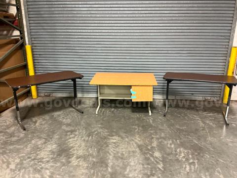 Tables qty 2   48" L x 24" W x 30" H  & Desk  48"L x 30"W x 27" H