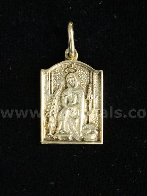 14k Yellow Gold Virgin Mary Pendant, 3.4 Grams