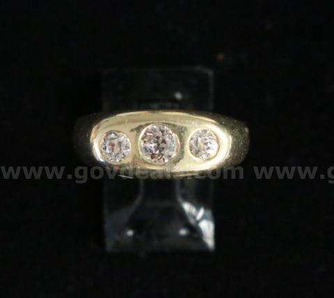 14k Yellow Gold Trinity Ring with Diamonds, 7.9 Grams