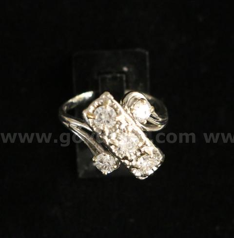14k White Gold Trinity Ring with Diamonds, 4.6 Grams