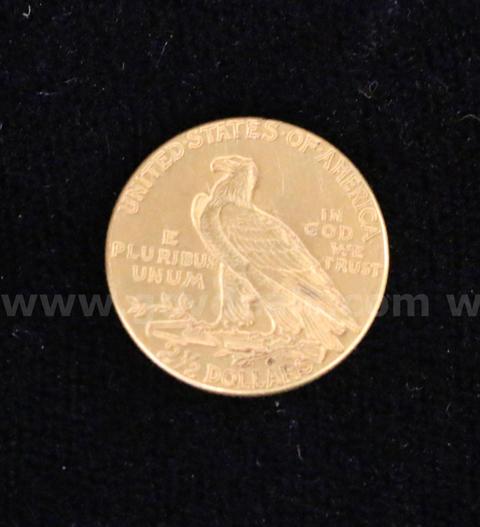 1927 U.S. Indian Head $2 1/2 Quarter Eagle Gold Coin, 4.2 Grams