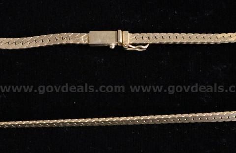 14k Yellow Gold Herringbone Necklace, 18.4 Grams