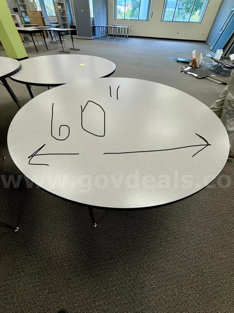 Lot of 5 Large Round Tables – 60” Diameter Each