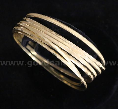 18K Yellow Gold Set Of 7 Etched Bangle Bracelets, 48.5 Grams