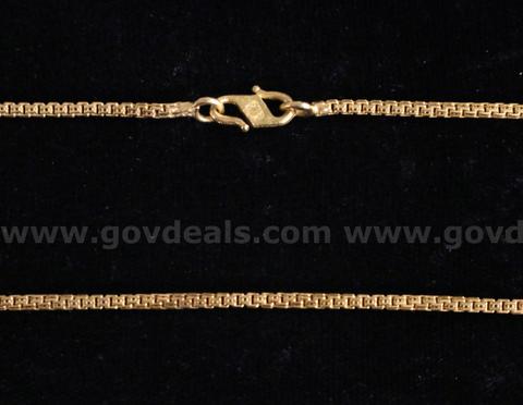 22K Yellow Gold Box-Link Necklace, 14.7 Grams