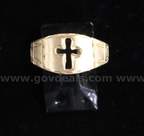 14K Yellow Gold Cross Design Ring, 4.2 Grams