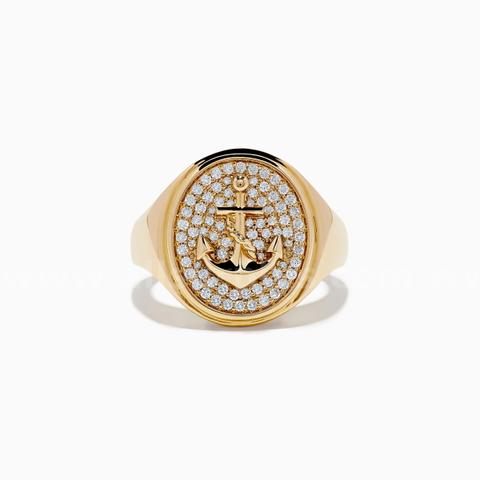 EFFY (14K YELLOW GOLD ANCHOR DIAMOND RING)