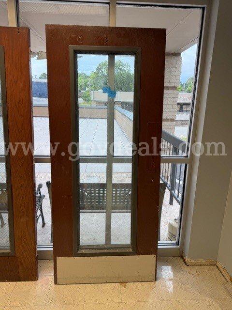 Two Used Commercial Interior Wood Doors with Glass Windows