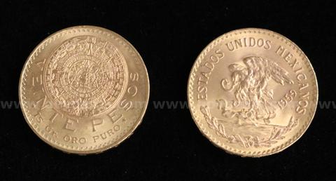 2 Mexico Viente Pesos Gold Coin's, 33.2 Grams