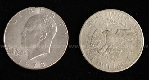 100 U.S. Eisenhower Dollar Coins, Some Silver