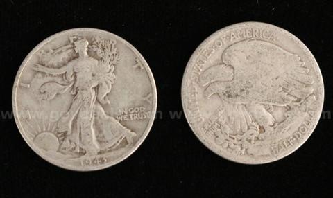 43 U.S. Silver Walking Half Dollars
