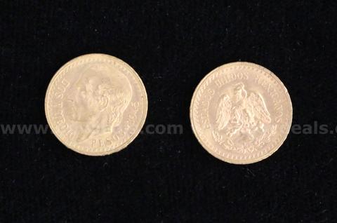 2- 1945 Mexico Dos Y Medio Pesos Gold Coins, 4.2 Grams