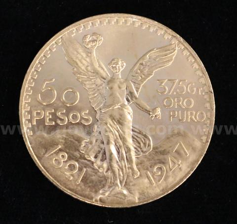 1947 Gold Mexico 50 Peso Coin, 41.6 Grams