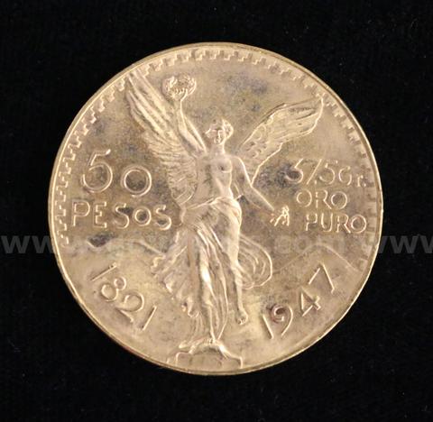 1947 Gold Mexico 50 Peso Coin, 41.6 Grams