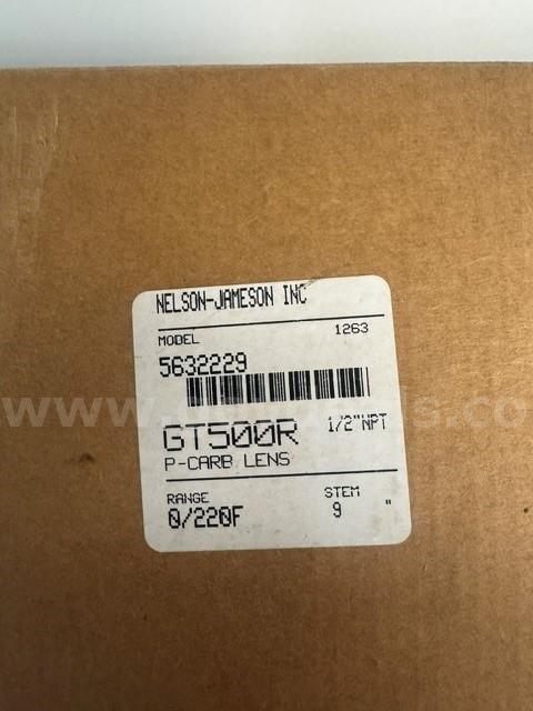 Nelson-Jameson 5632229 5" Dial Thermometer 0-220F 1/2 NPT 9'' Stem, GT500R New