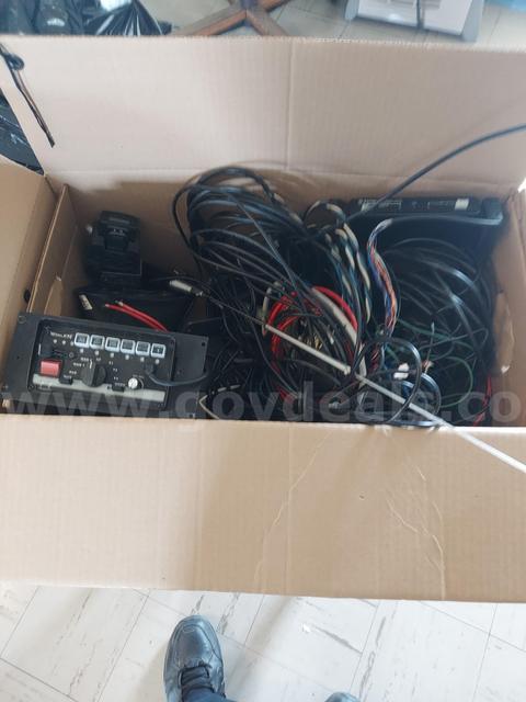 Long Banker's Box of miscellaneous wiring, controls and accessories