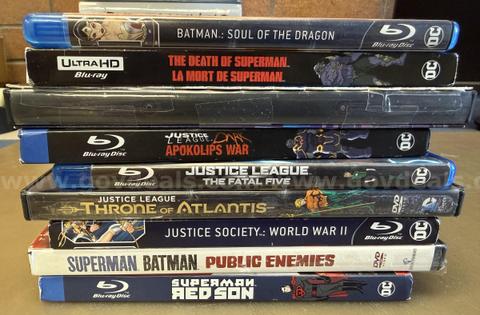 1 box of used DC Universe Blu-Rays and DVDs