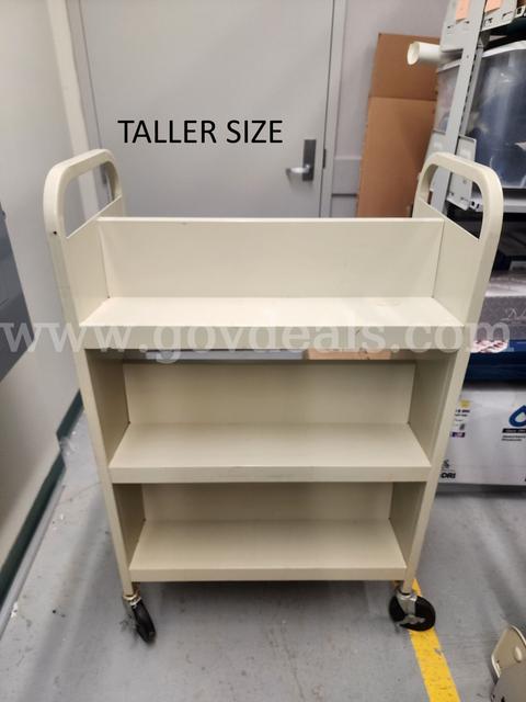 Four rolling metal book cart #3 (Taller size: 48" H  31" W X 17" D)