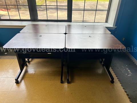 4 computer desk metal legs, wooden tops