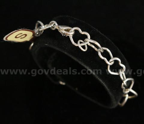 James Avery Sterling Silver Connected Heart Bracelet With "M" Charm, 9.8 Grams