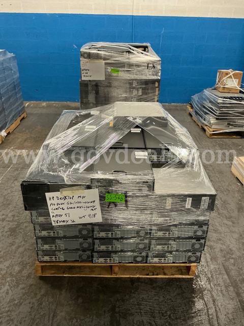 2 pallets of mixed dell/hp desktops approximately 141 units ( NO HARD DRIVES INCLUDED)(PICKUP ONLY)