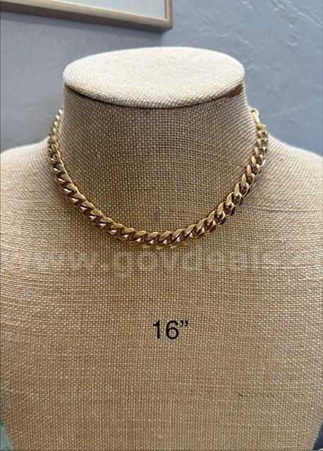 Gorgeous, 24k Gold, 16 Inch, Cuban Link Necklace Chain