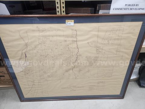 Framed Brighton, Colorado Zoning Map & Mobile Hanging Map Rack