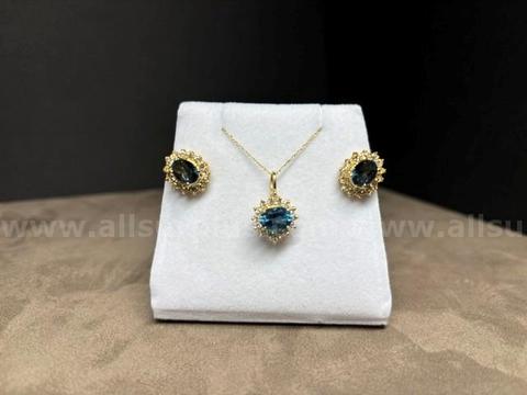 Necklace and Pendant w/ Earrings (Marked: 14k)